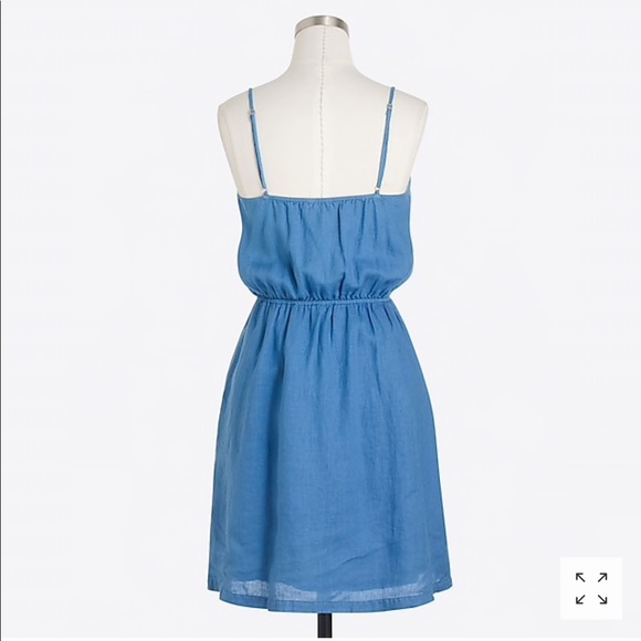 NWT J. Crew Blue Linen Spaghetti Strap Dress - Picture 7 of 7